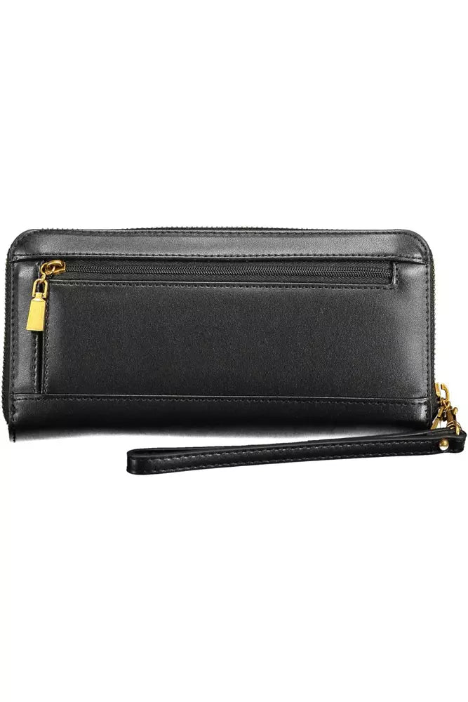 Chic Black Polyethylene Multi-Compartment Wallet