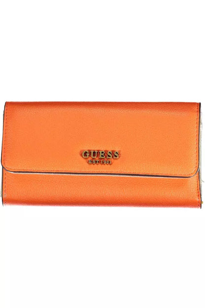 Cartera naranja elegante con detalles en contraste