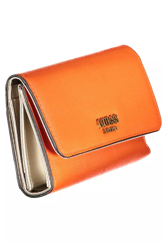 Cartera naranja elegante con detalles en contraste