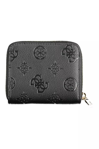 Elegante cartera negra con detalles en contraste