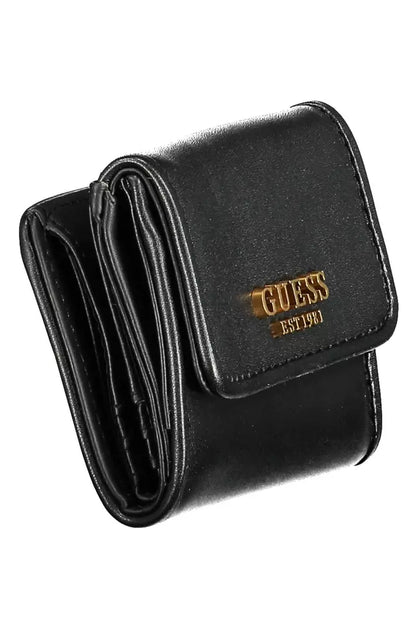 Elegante cartera de polietileno negro con dos compartimentos