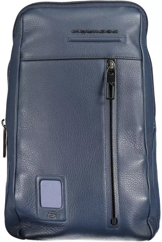 Elegante bolso de hombro de cuero azul para portátil