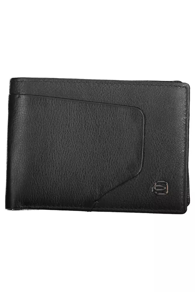 Elegant Black Leather Wallet with RFID Blocker