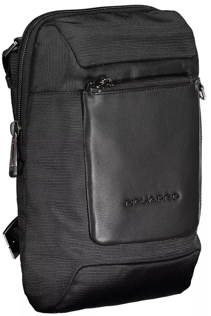 Elegante bolso de hombro negro de material reciclado