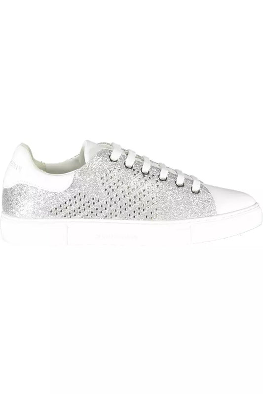 Zilveren polyester sneaker