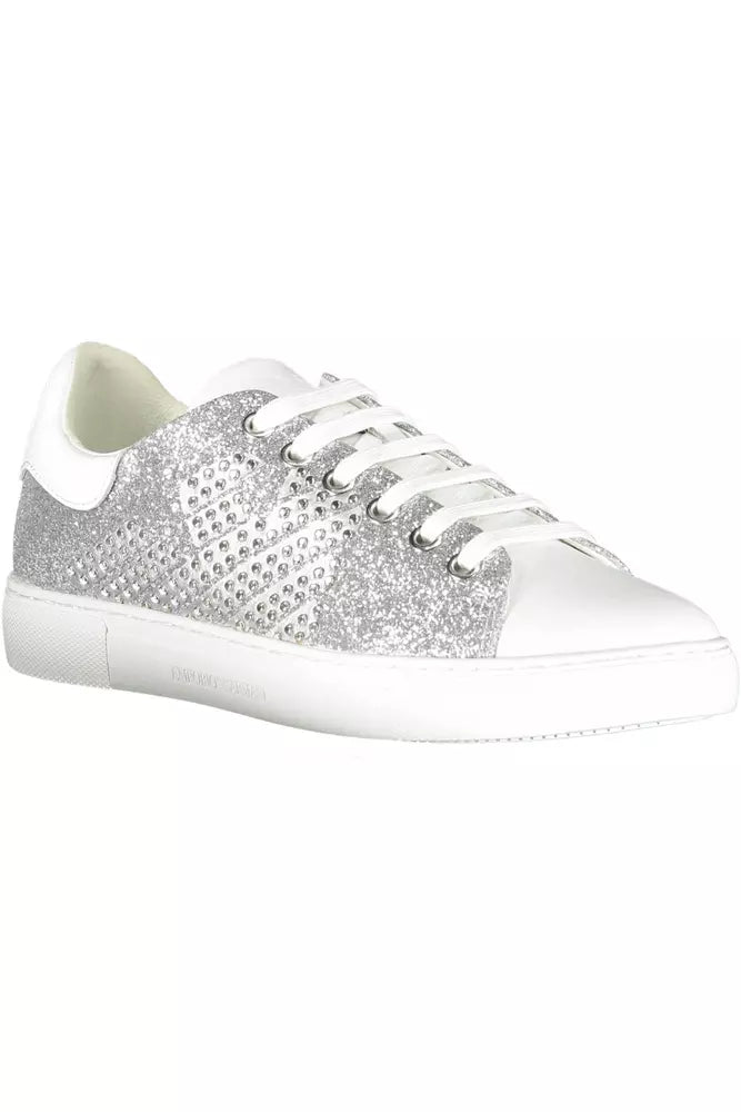 Zilveren polyester sneaker