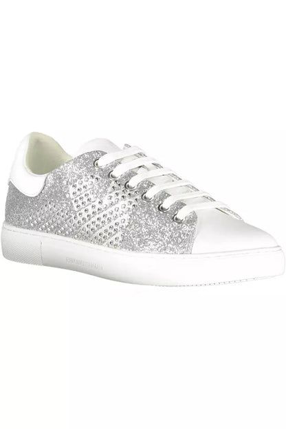 Zilveren polyester sneaker