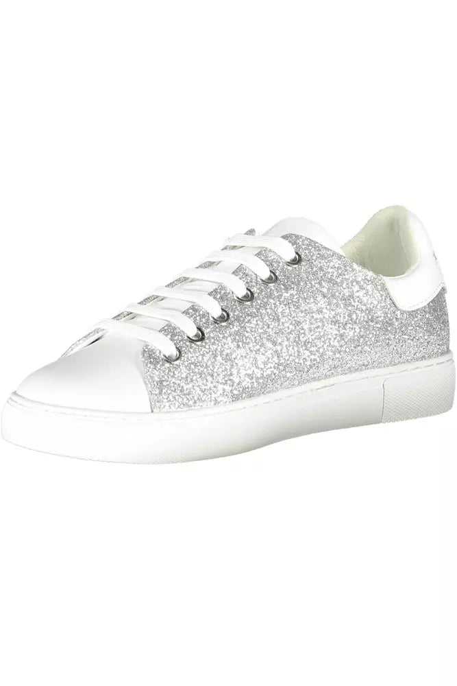 Zilveren polyester sneaker