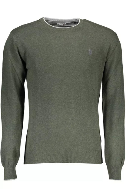 Elegant Green Slim Sweater with Logo Accent