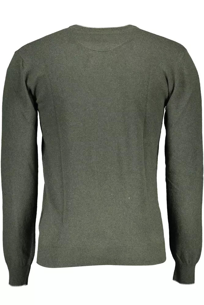 Elegant Green Slim Sweater with Logo Accent