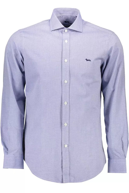 Elegant Blue Narrow Fit Cotton Shirt