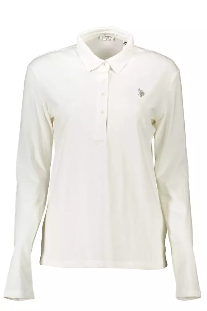 Elegant Long-Sleeved White Polo Shirt