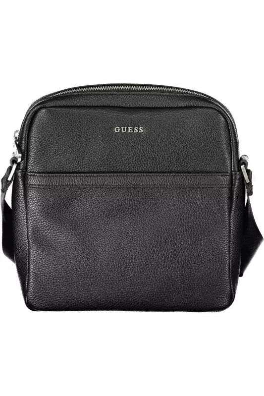 Elegante bolso de hombro negro con detalle de logotipo