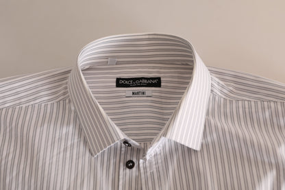 Camisa de vestir elegante de algodón a rayas blancas