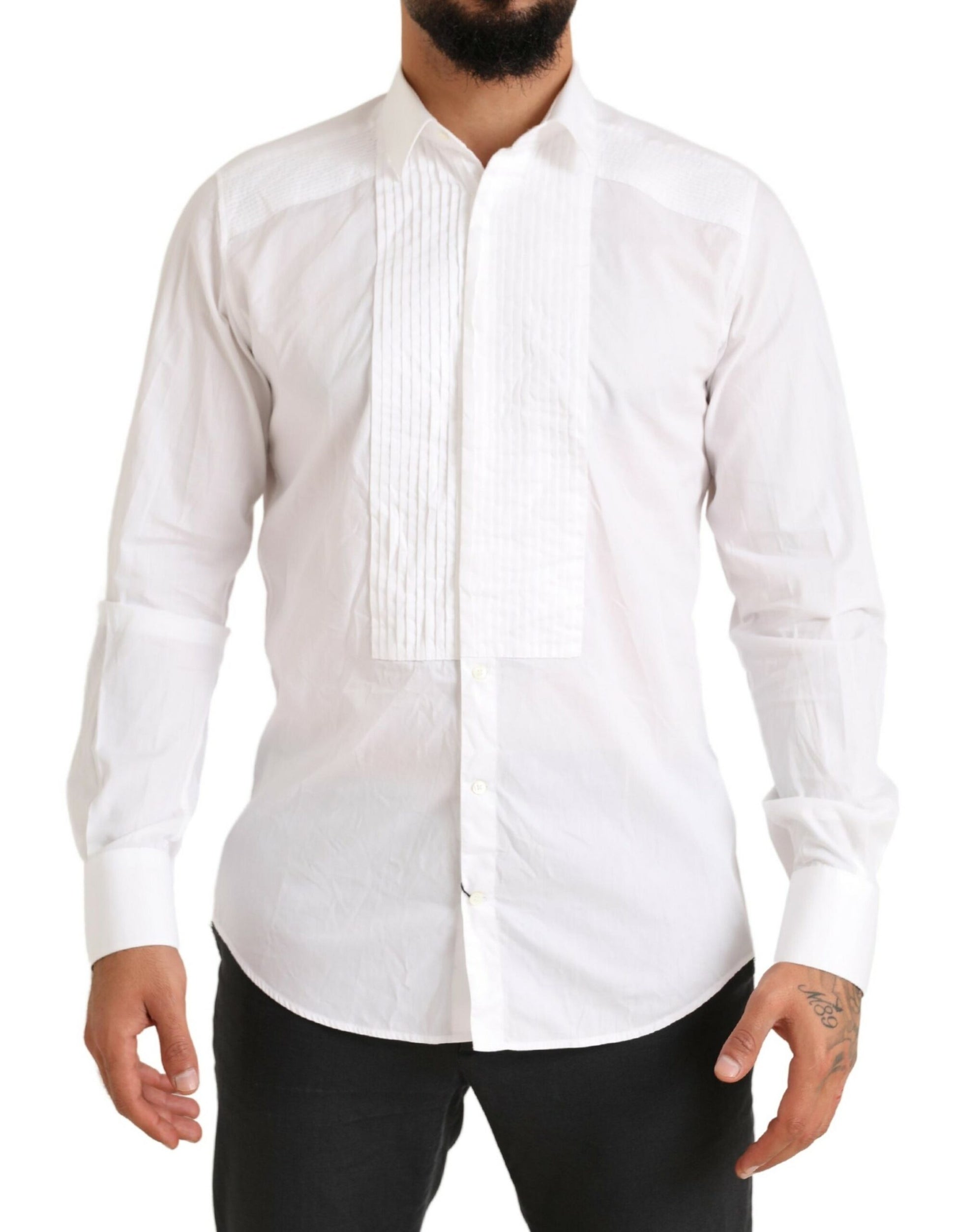 Camisa de vestir blanca elegante de algodón de corte slim