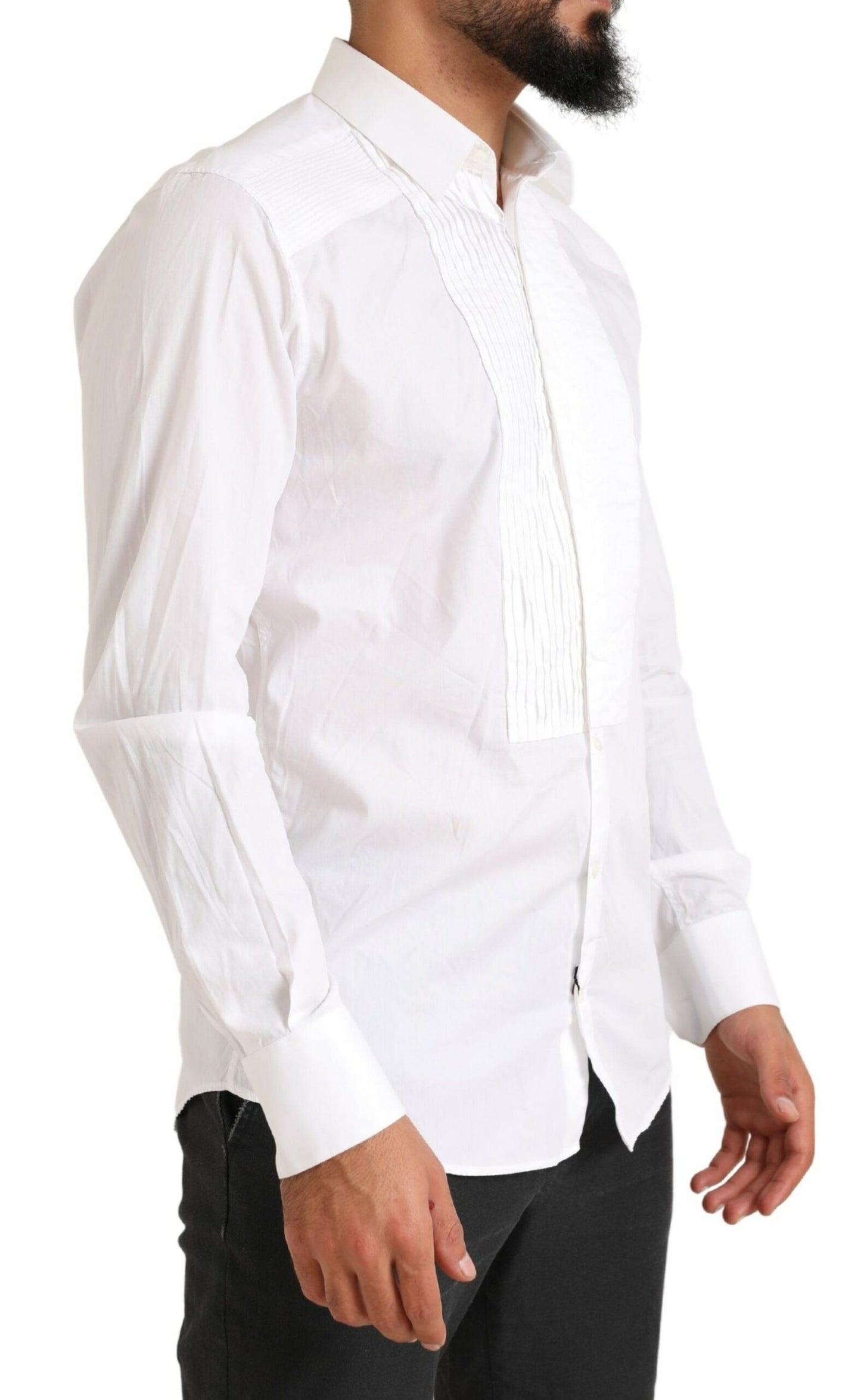 Camisa de vestir blanca elegante de algodón de corte slim