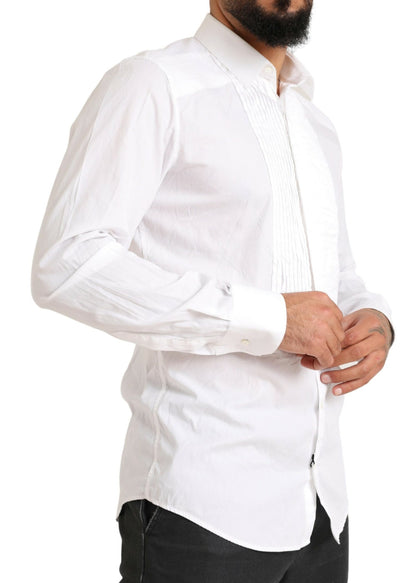 Camisa de vestir blanca elegante de algodón de corte slim