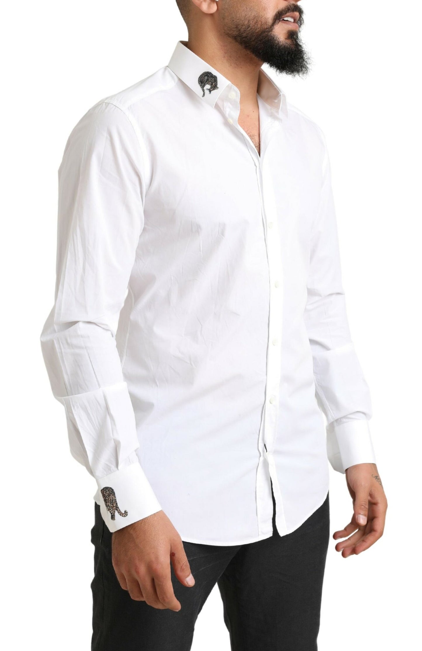 Italiaans elegant slim-fit wit katoenen overhemd