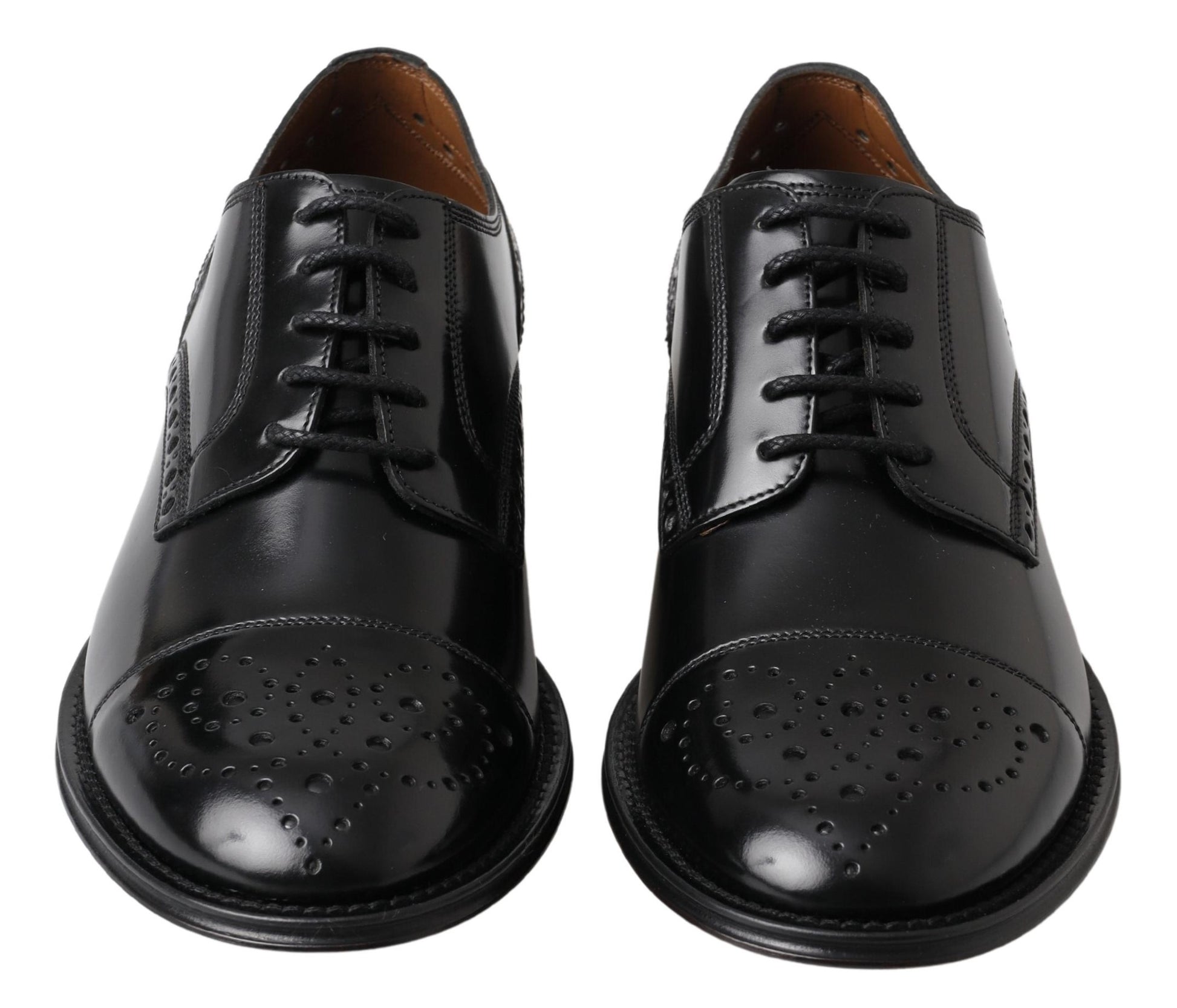 Elegante zwart lederen Oxford Wingtip-schoenen