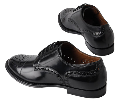 Elegante zwart lederen Oxford Wingtip-schoenen