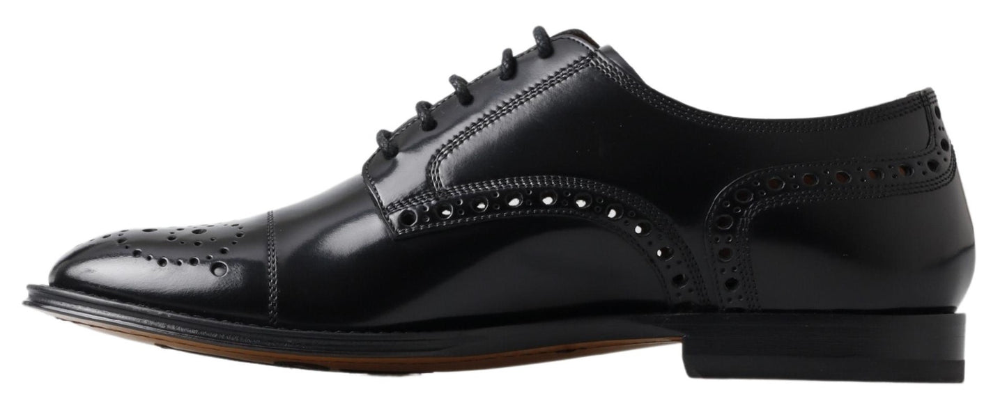 Elegante zwart lederen Oxford Wingtip-schoenen