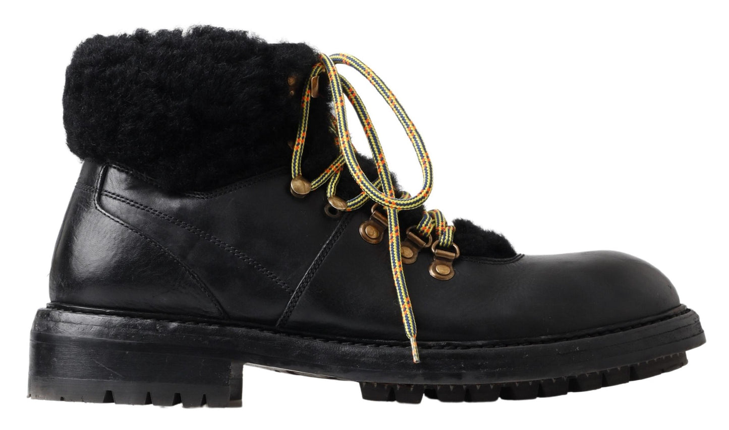 Botas de cuero elegantes para hombre estilo shearling