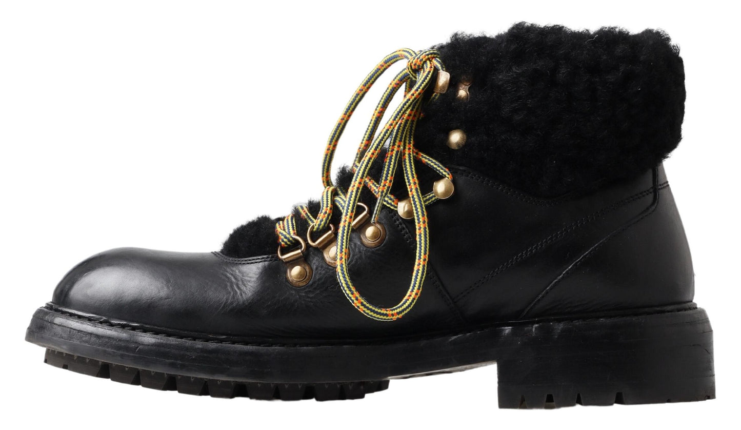 Botas de cuero elegantes para hombre estilo shearling