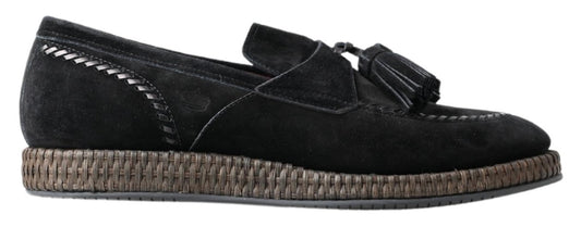 Elegante zwarte suède espadrilles sneakers