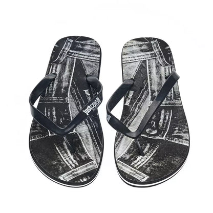 Chanclas elegantes con logo negro para hombre