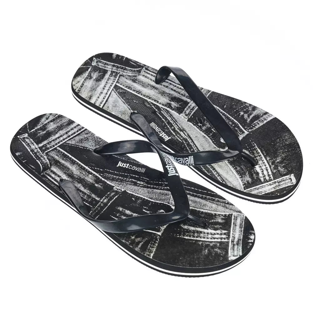 Chanclas elegantes con logo negro para hombre