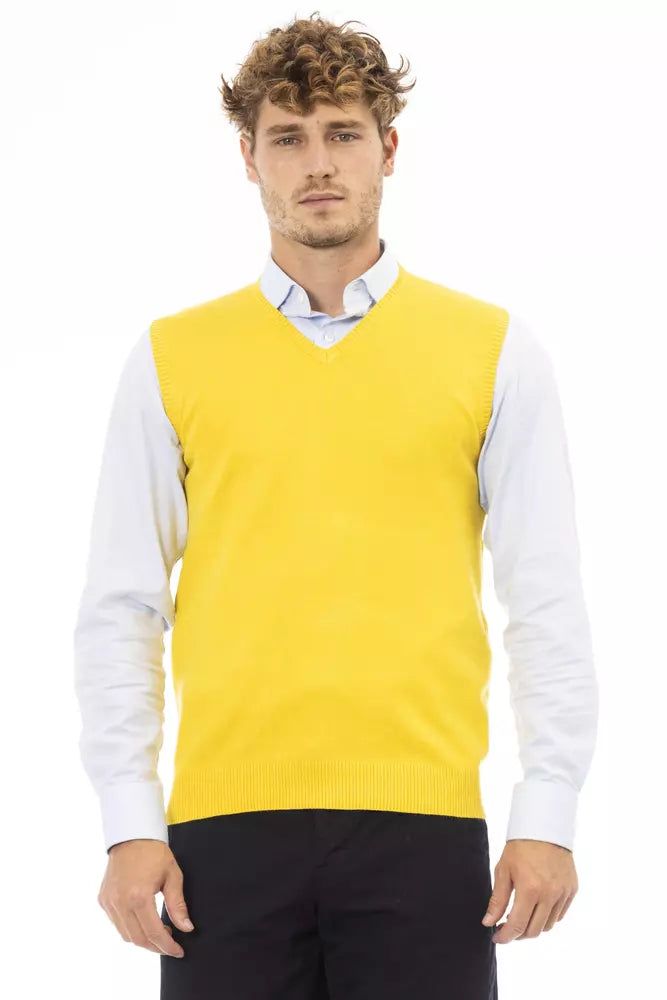 Elegante chaleco amarillo con escote en V