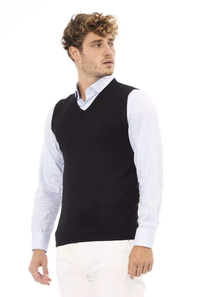 Elegant vest met V-hals van fijn ribgebreid materiaal