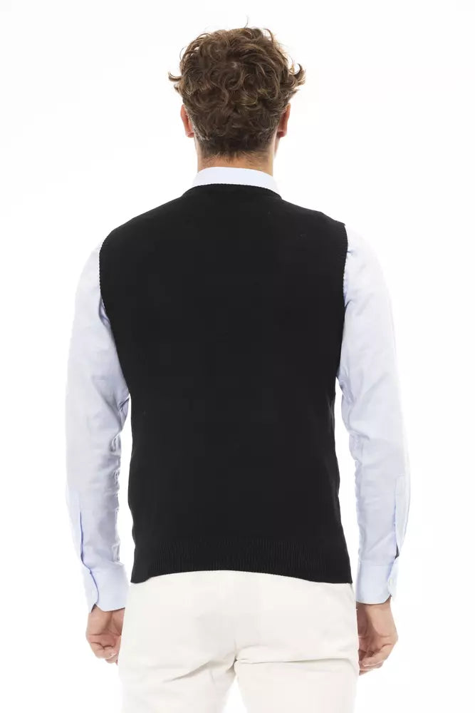 Elegant vest met V-hals van fijn ribgebreid materiaal