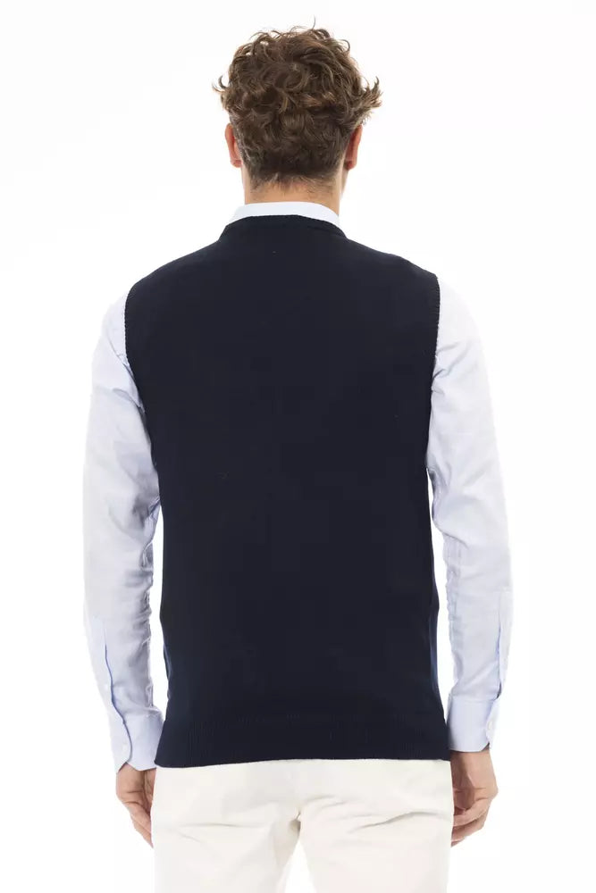 Elegant blauw vest met V-hals voor heren