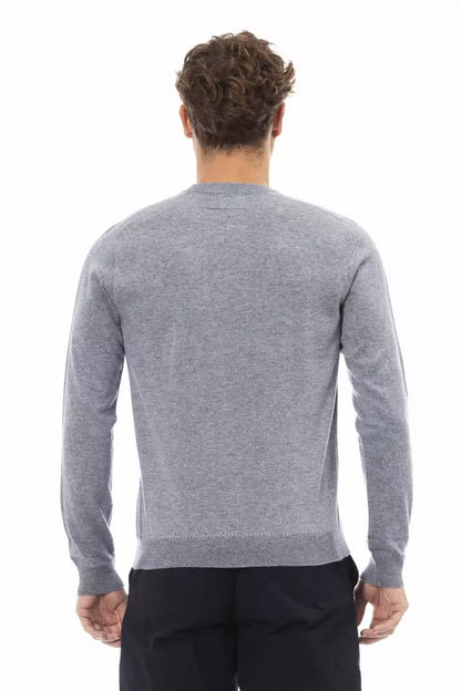 Light Blue Viscose Men Sweater