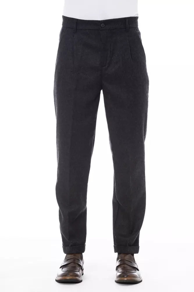 Elegante grijze wolmix broek