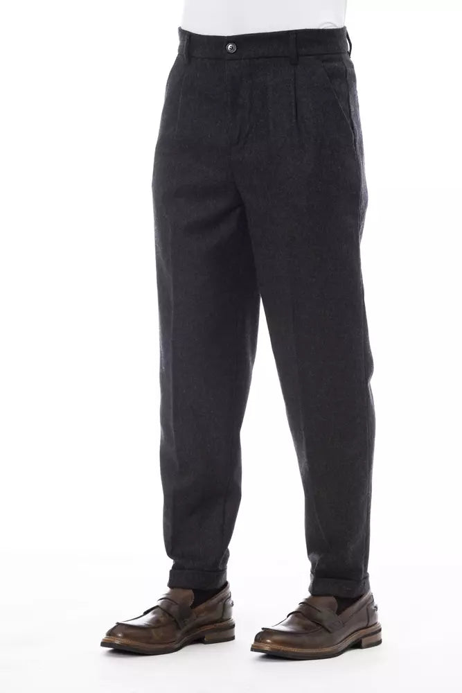 Elegante grijze wolmix broek