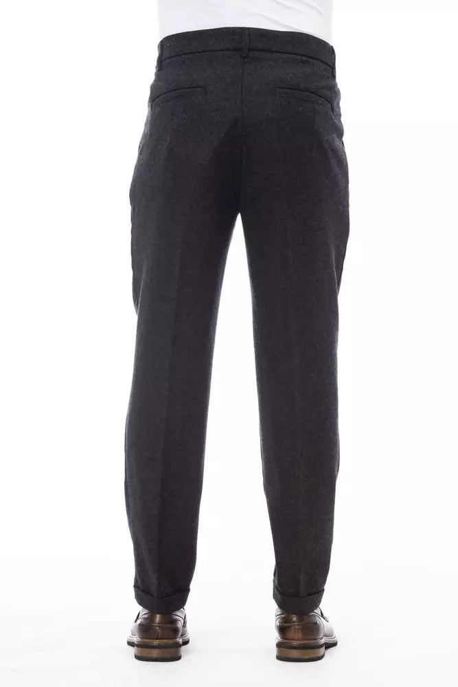 Elegante grijze wolmix broek