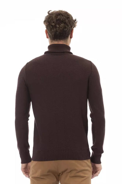 Jersey de cuello alto de lana merino - Marrón elegante