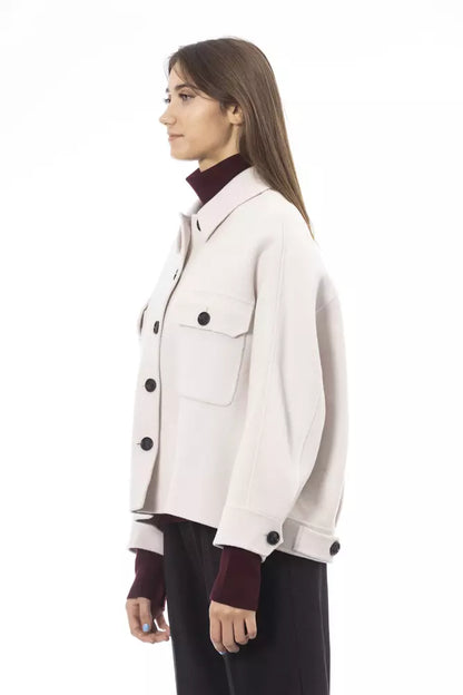 Elegante chaqueta blazer de lana blanca