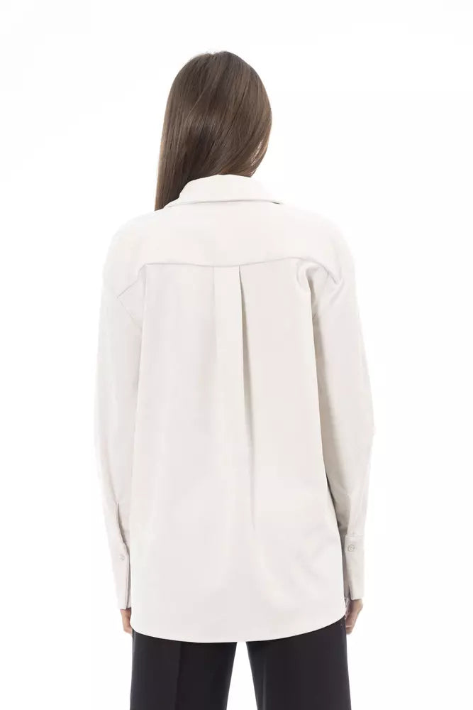 White Polyester Women Shirt