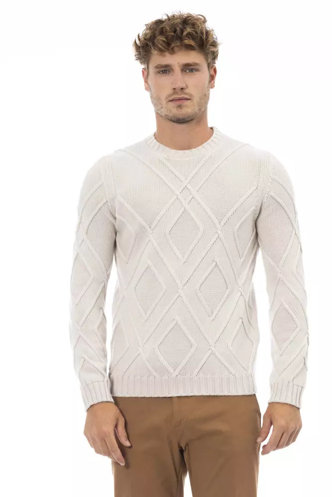 Beige Merino Wool Men Sweater