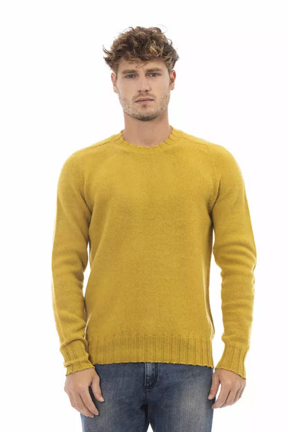 Yellow Wool Men Crewneck Sweater