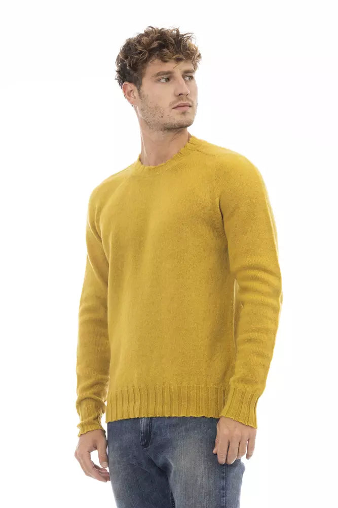 Yellow Wool Men Crewneck Sweater