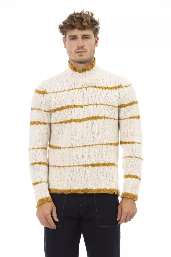 Beige Alpaca Leather Men Sweater