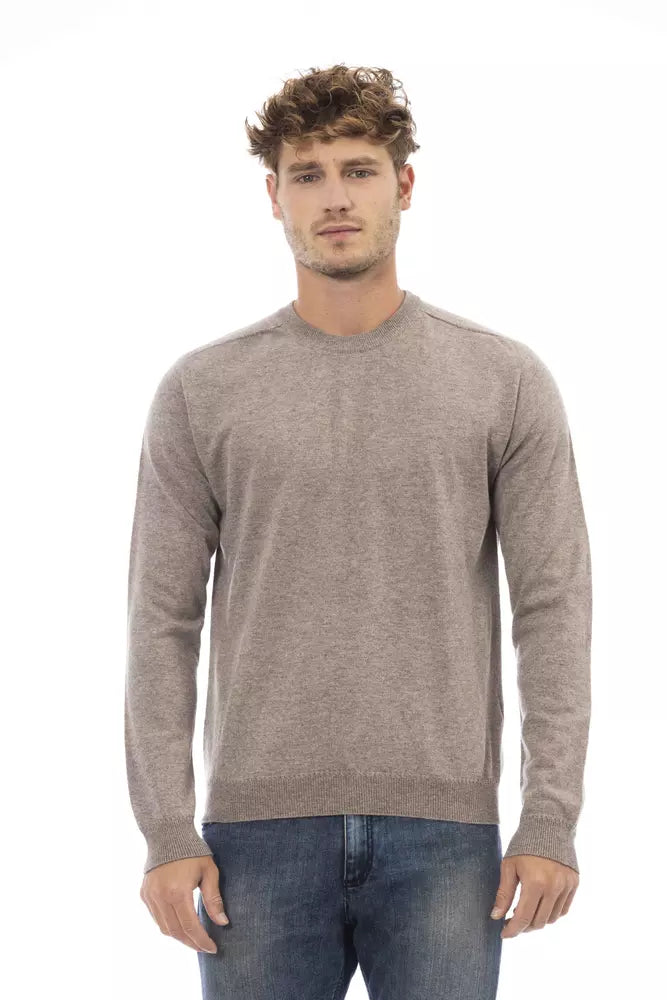 Beige Viscose Men Sweater