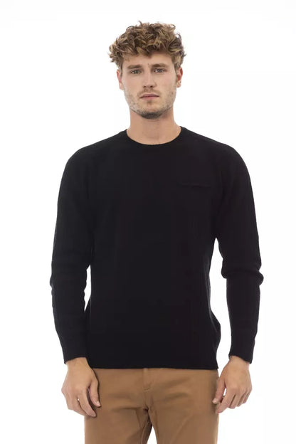 Black Viscose Men Sweater