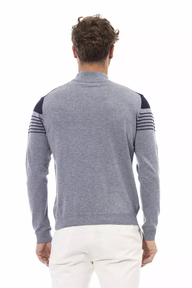 Light Blue Viscose Men Sweater