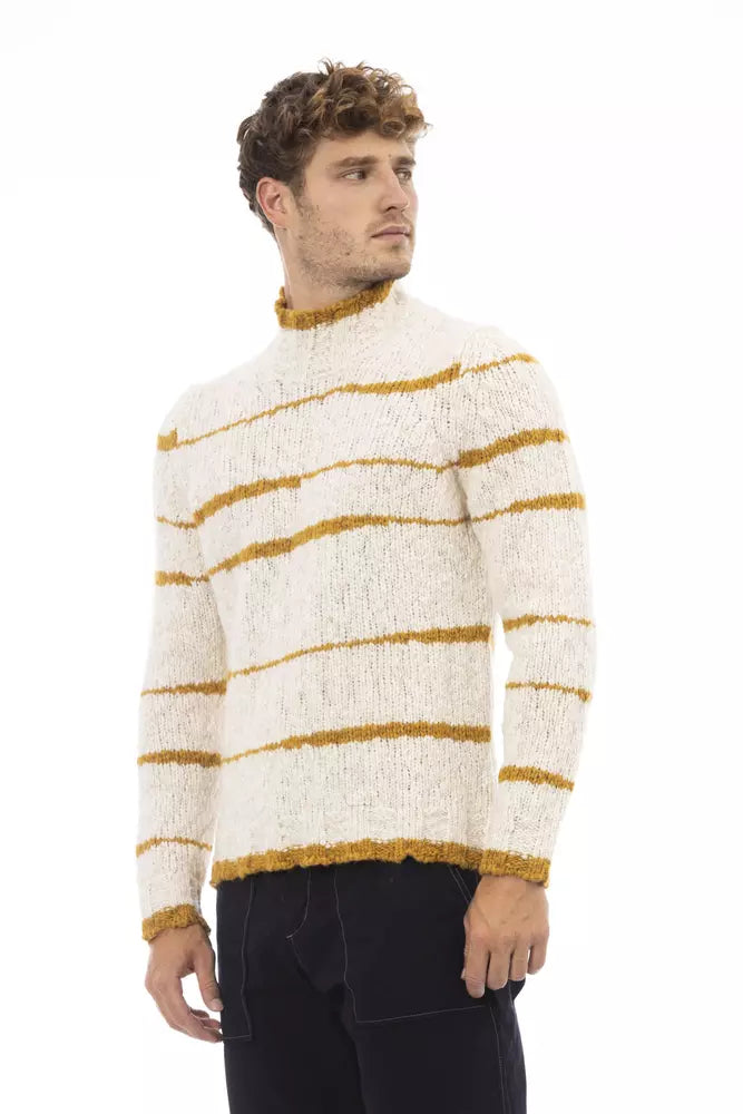 Beige Alpaca Leather Men Sweater