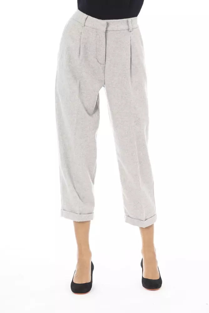 Pantalón elegante de mezcla de lana gris